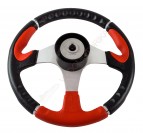 Рулевое колесо ORION обод черно-красный, спицы серебряные д. 355 мм Volanti Luisi